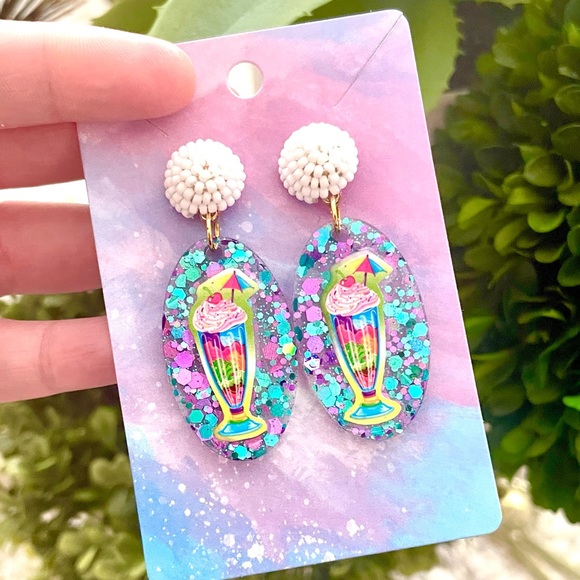 Lisa Frank Ice Cream Sundae Acrylic Earrings - Picture 2 of 4